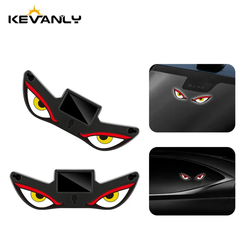 Car Neon Light Wireless Cool Demon's Eye Solar Powered Led Light USB Rechargeable Atmosphere Lamp Car Rear Window Ambient Light