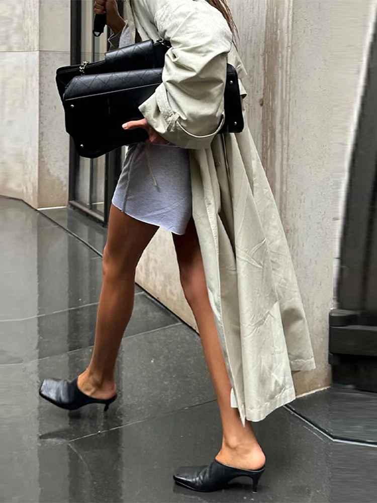 

Повседневные свободные длинные плащи с лацканами, женские шикарные однобортные однобортные плащи в стиле ретро с поясом, женская осенняя универсальная уличная верхняя одежда