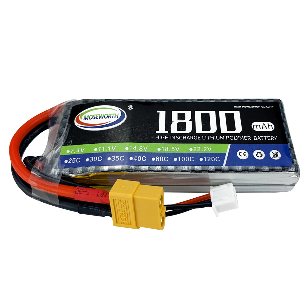 للبيع بطارية ليبو 3S 11.1 فولت 1300mah 1500mAh 1800mAh 2200mah 30C 40C 60C RC ToyCar قوارب بدون طيار أجزاء مع عمداء XT60 T