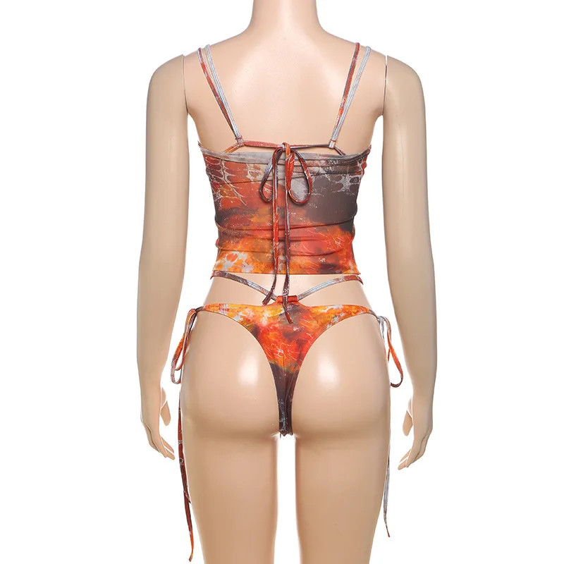 VEITCHE Sommer-Perlen-Patchwork-Bikini, 3-teiliges Set, sexy bunte BH-Tops + störende Slips + hohle Röcke, Strand-Badeanzüge – Detail 17