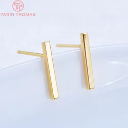 (2212)20PCS 12.5x1.5MM 24K Gold Color Brass Rod Stud Earrings High Quality Diy Jewelry Findings Accessories