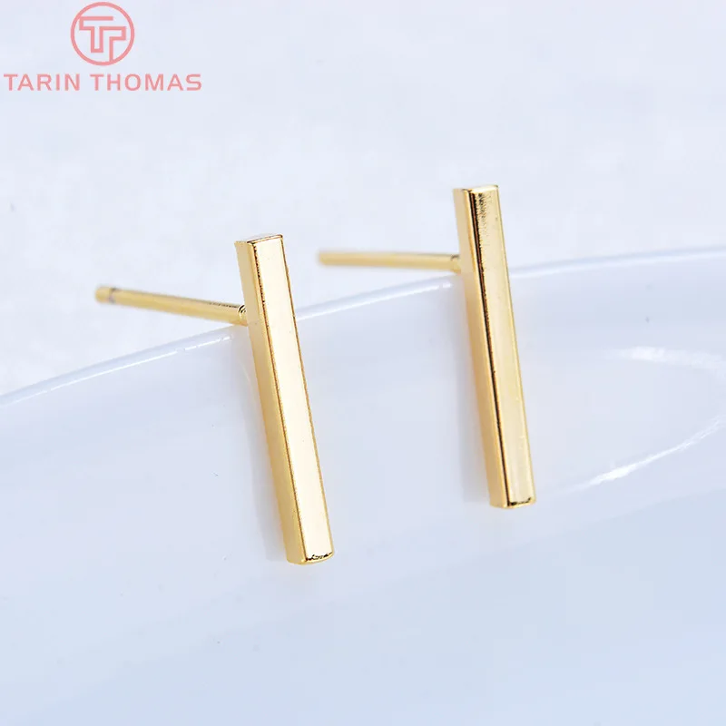 (2212)20 sztuk 12.5x1.5MM 24K złoty kolor mosiężny pręt stadniny kolczyki wysokiej jakości Diy komponenty do biżuterii akcesoria