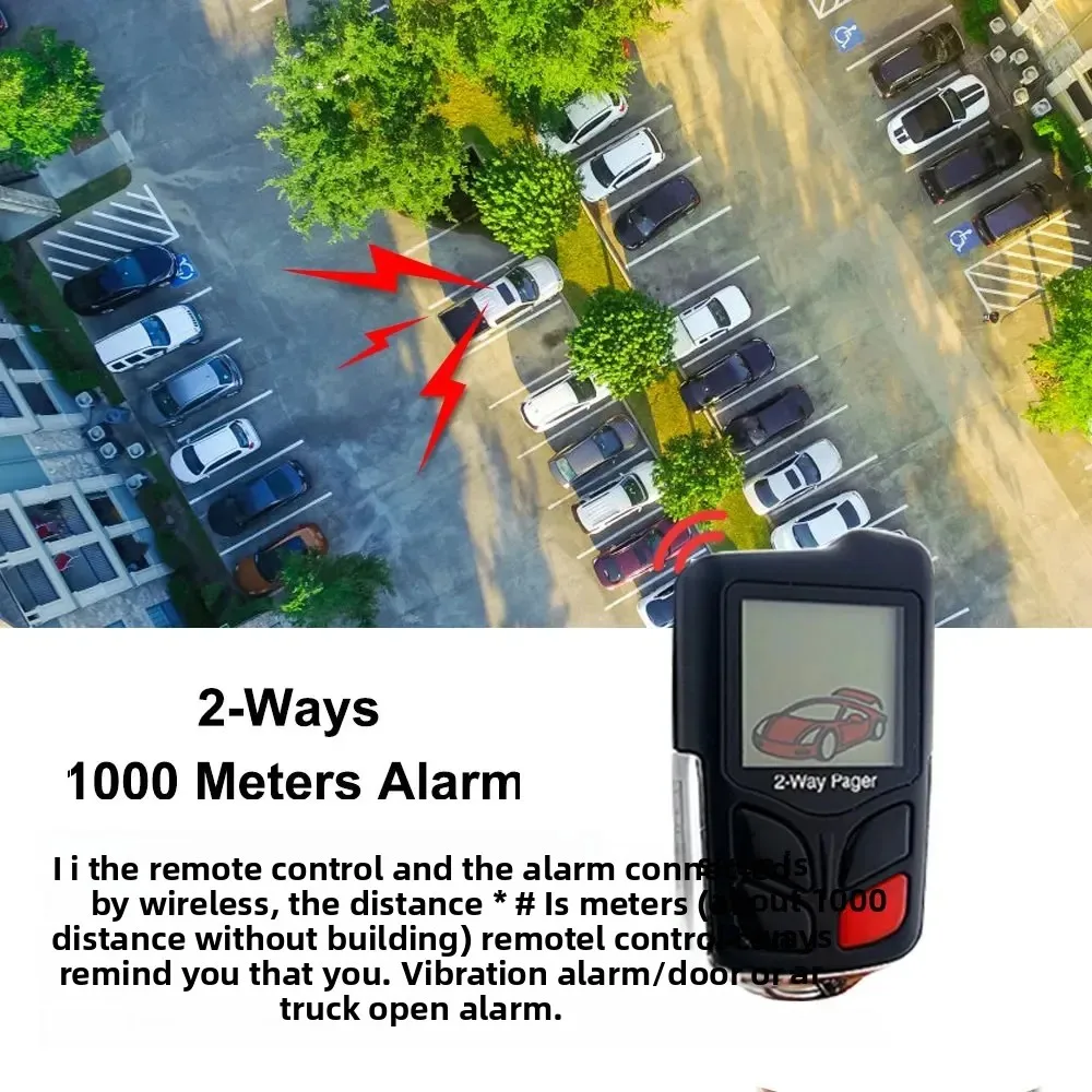 Car Alarm System 2 Way LCD Wireless Air Sensor Vibration Siren Door Trunk Open Alert DIY Install New Car Security