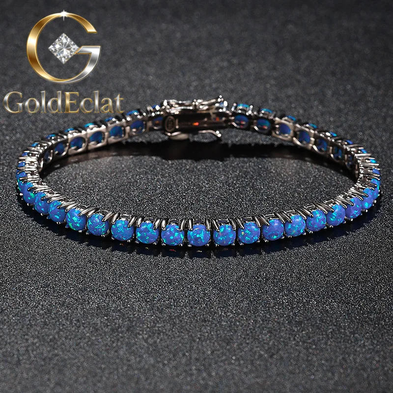 

Браслет GoldEclat Luxury из цельной платины PT950 с белыми и синими муассанитами, полностью инкрустированный бриллиантами, для женщин