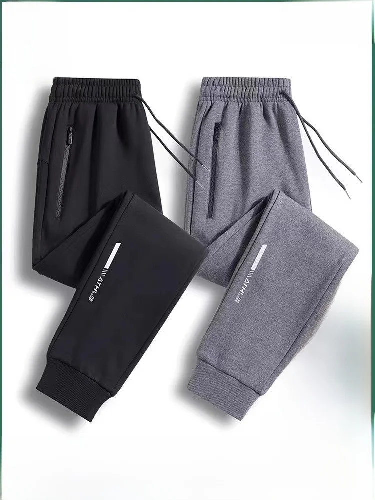 

Men's Casual Pants Autumn Winter New Loose Fit Fce Lined Pure Cotton Sports Long Trousers Trendy All-Match
