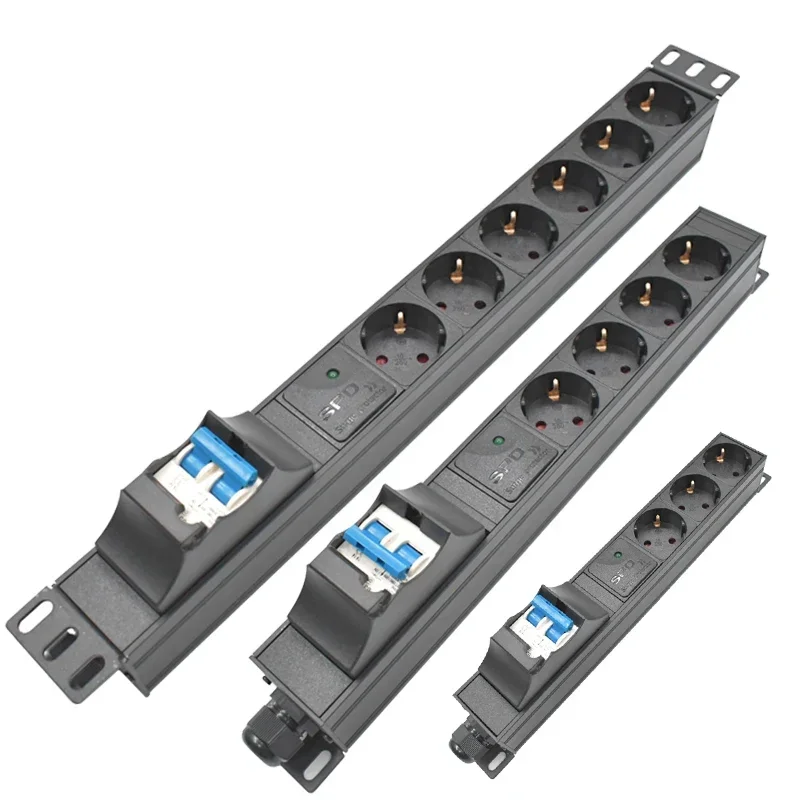 

PDU Power Distribution Unit 16A 32A air switch 2-9AC Aluminum Alloy Power Strip Power Link Output Box eu SOCKET Surge protection