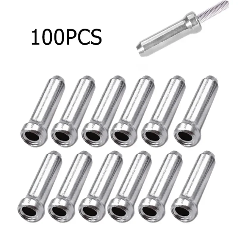 

100pcs Bicycle Brake Shifter Cable Tips Aluminum Brake Line Derailleur Shift Inner Wire End Caps Tips Crimps MTB Bike Accessorie