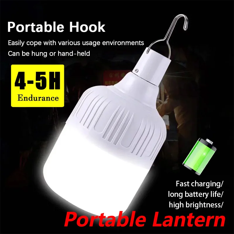 

Outdoor Camping Emergency Light Waterproof Tent Lamp Portable Hanging Garden Field Work Lights 10PCS 60W USB Rechargeable Bulb