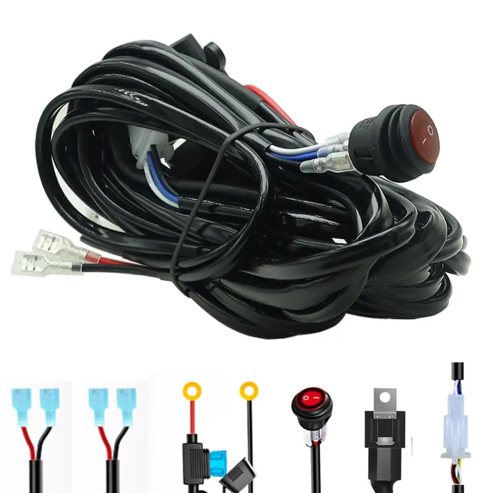 1set 12V General Automotive Button Switch With Harness Car Light Relay Switch Harness Car Relay Kit Fog Light On/off Harness