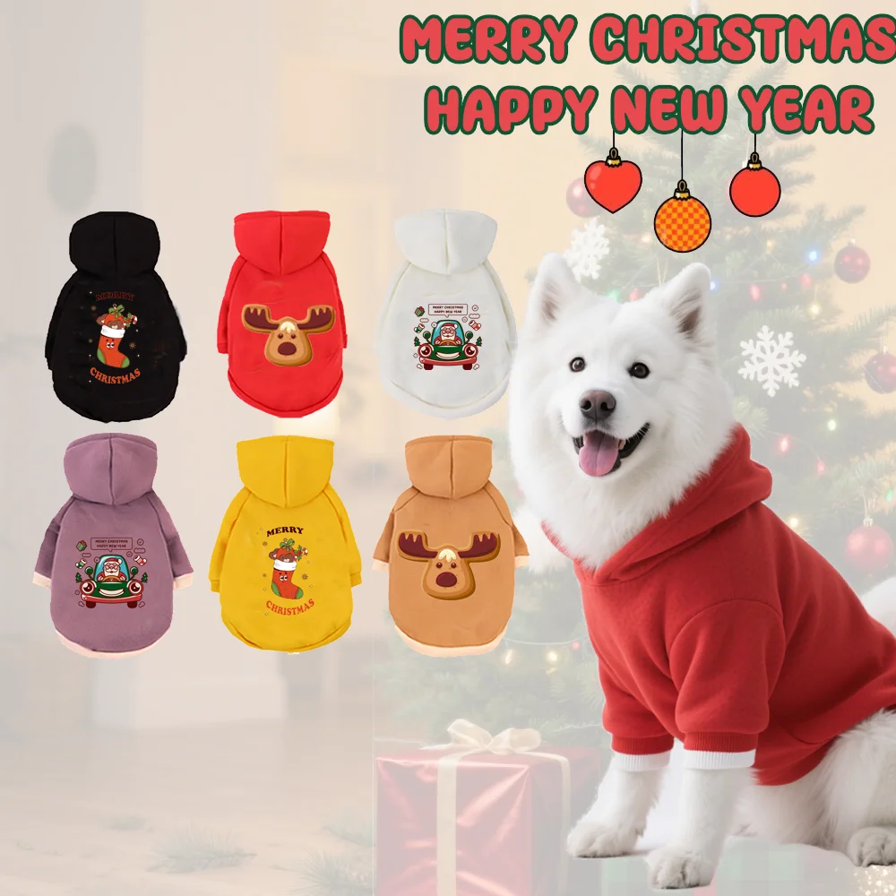 

Christmas Pet Hoodie Winter Autumn Cat & Dog Christmas Print Pattern Hooded Hoodie, Festive Style Party Outfits
