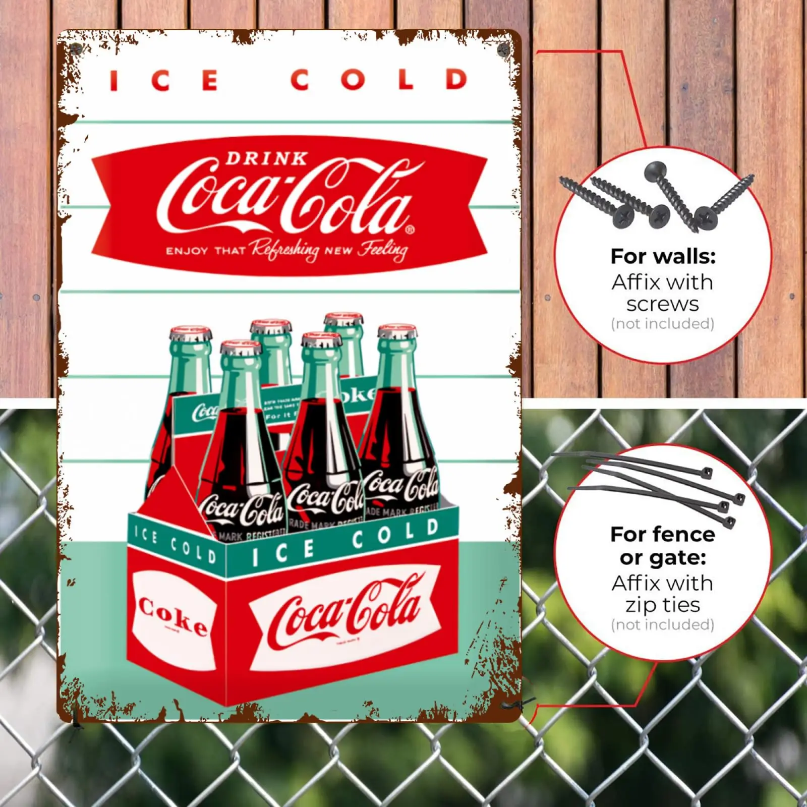 Coca_Cola Tin Signs, Vintage Metal Decor Bar Cool Things For Man Cave, Coke Retro Metal Sign Wall Poster Shop Room Kitchen Home