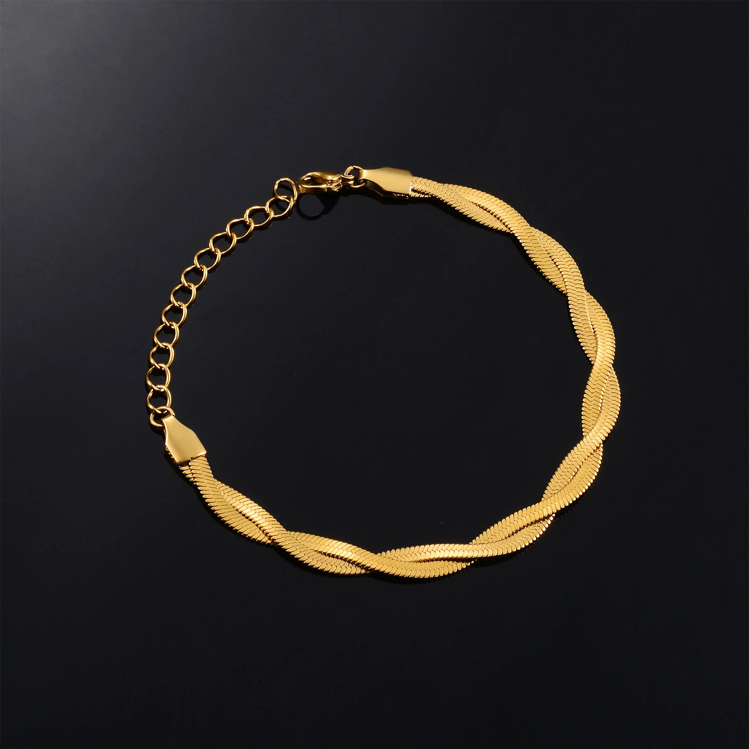 2mm 2,5mm 3mm Doppel-Halskette Choker Unisex Flache Schlangenkette Edelstahl Fischgrät-Kette Goldfarben Modeschmuck – Detail 7