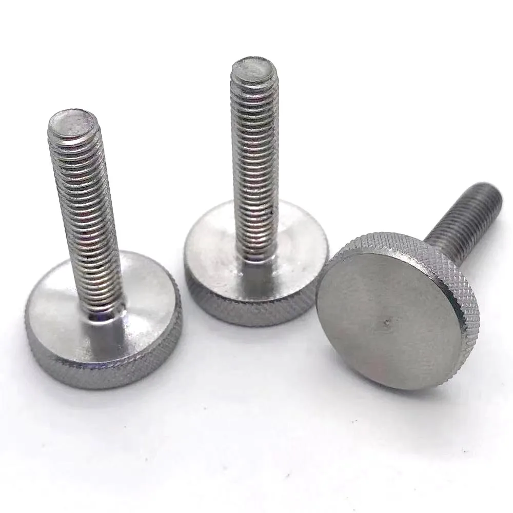 1/5x M3M4M5M6M8M10 GB835 304 Stainless Steel Knurl Flat Big Round Head Hand Tighten Decorative Thumb Screw Adjusting Bolt DIN653