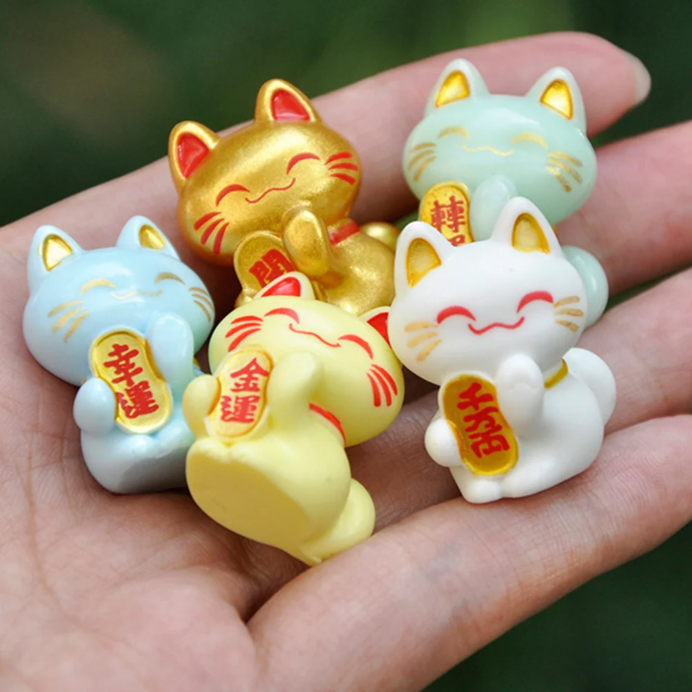 18 قطعة الراتنج مصغرة محظوظ القط الحديقة شرفة ديكور المشهد الصغير تماثيل صغيرة للحيوانات الديكور التماثيل القط #6