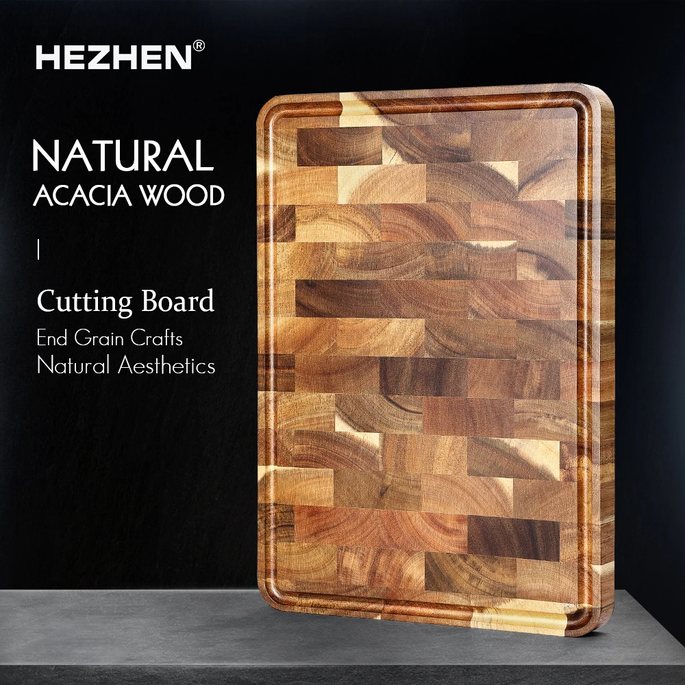 

HEZHEN Cutting Board Premium Acacia Wood Splicing Kitchen Accessories Chopping Board Drain Water And Damp-proof Kitchen Tools