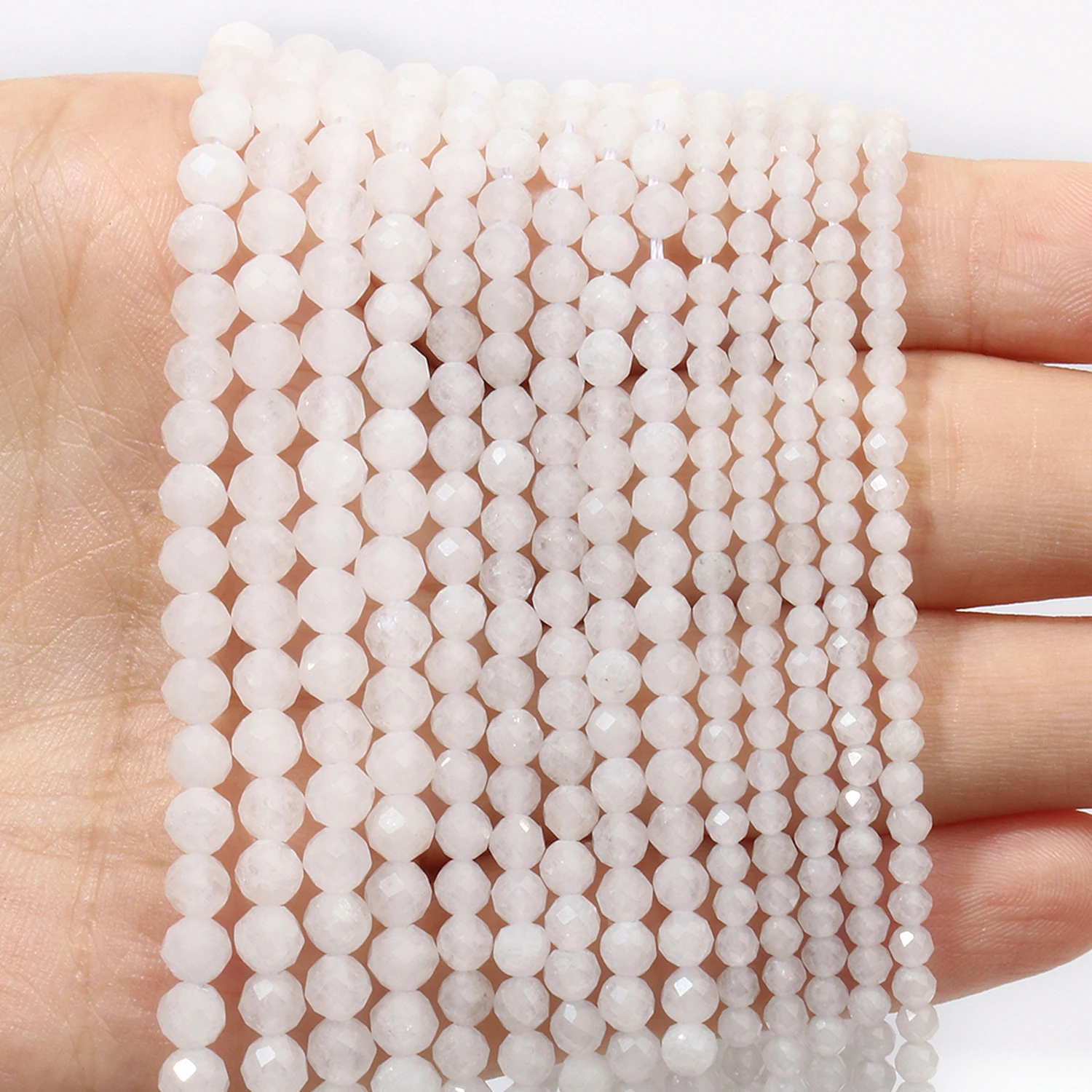 

White Jade Beads Natural 2mm 3mm 4mm Faceted Round Shape Beads Diy Loose Beads for Jewelry Making Handmade Crafts Material