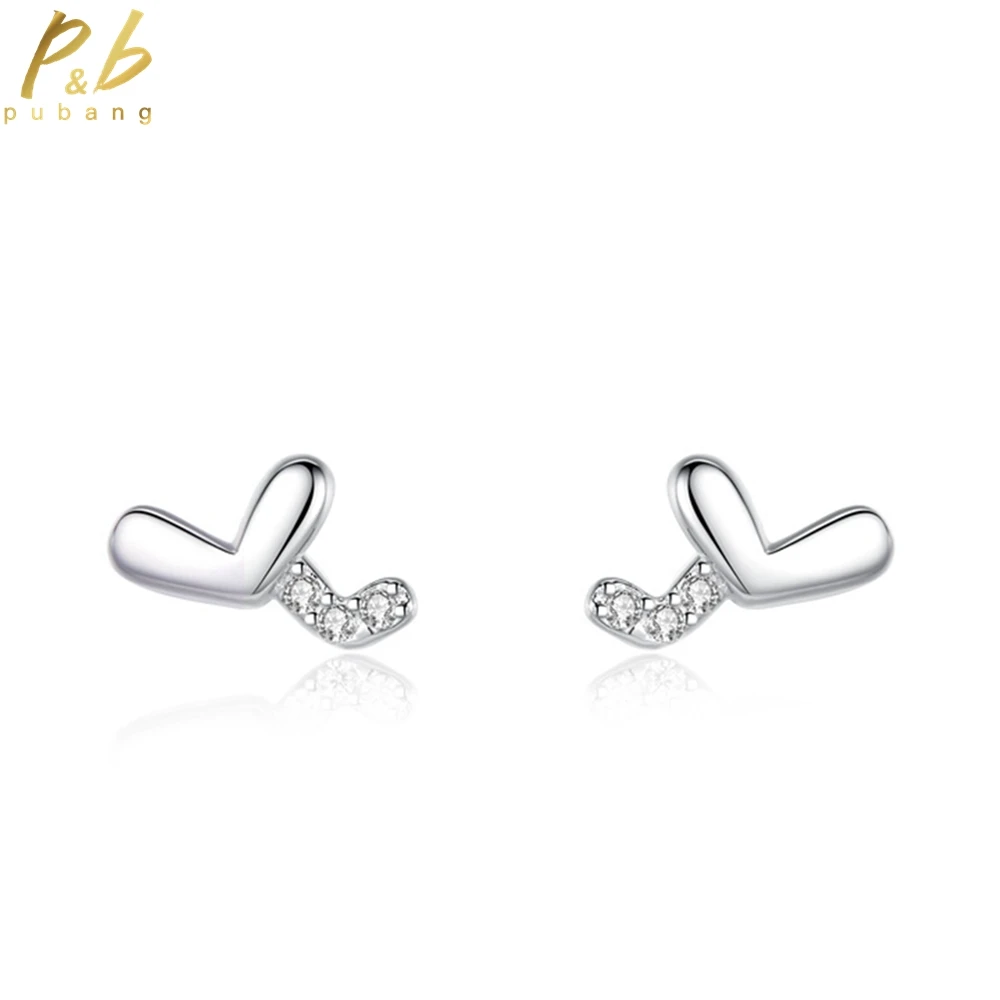 

PuBang Fine Jewelry Solid 925 Sterling Silver High Carbon Diamond Simple Stud Earrings for Women Engagement Party Gift Wholesale