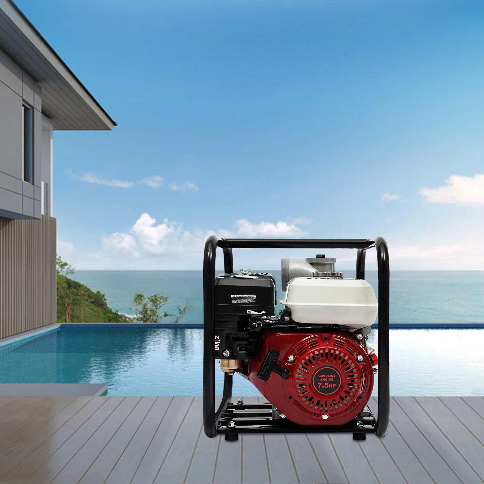 210cc 5.5kw Gasoline Water Pump Single Cylinder Four Stroke Water Transfer Pump Air-cooled Professional Home Farm Accessories