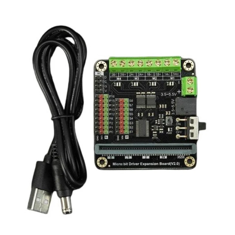 Motor Driver Expansion Board 4-Way DC Motor 2-Way Stepper 8-Way Servo 9 GPIO HR8833 IIC Control DC3.5-5.5V with LED Indicator