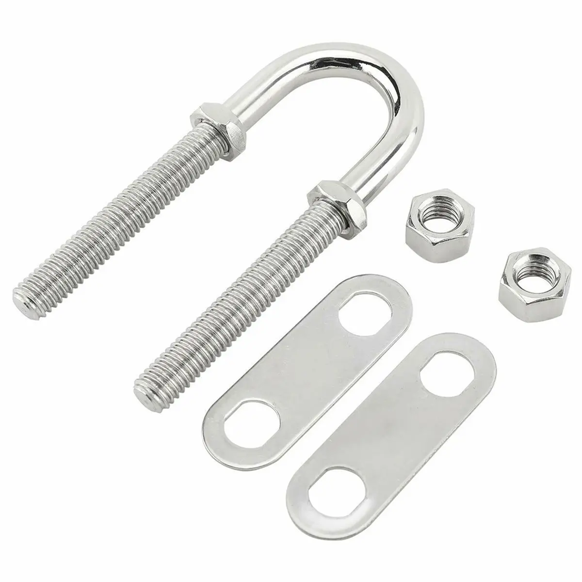 2-Pack Dia Stainless Steel Marine Boat Stern Eye Tie Down U Bolt, Adjustable Nuts