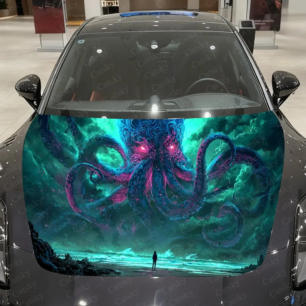 

Виниловая пленка для автомобиля Abyssal Kraken Tidal, водонепроницаемая наклейка на капот автомобиля из ПВХ, самоклеящиеся устойчивые к царапинам наклейки