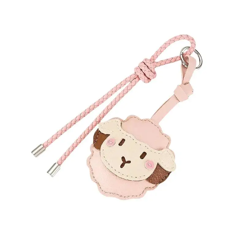 Niedlicher Schaf-Schlüsselanhänger aus PU-Leder, Cartoon-Lamm-Anhänger mit geflochtenem Band für Handtasche, Autoschlüssel, Accessoire, Dekoration – Detail 6