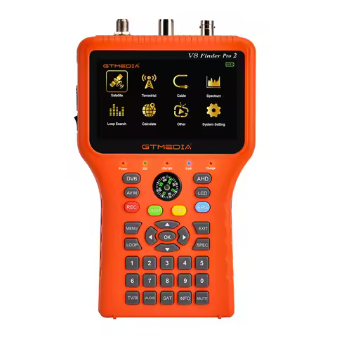 (DDP to morocco) GTMEDIA V8 FINDER PRO 2 Satellite Finder Meter DVB-S2/T2/C Combo HD Digital 1080P Satfinder H.265 HEVC MPEG-4