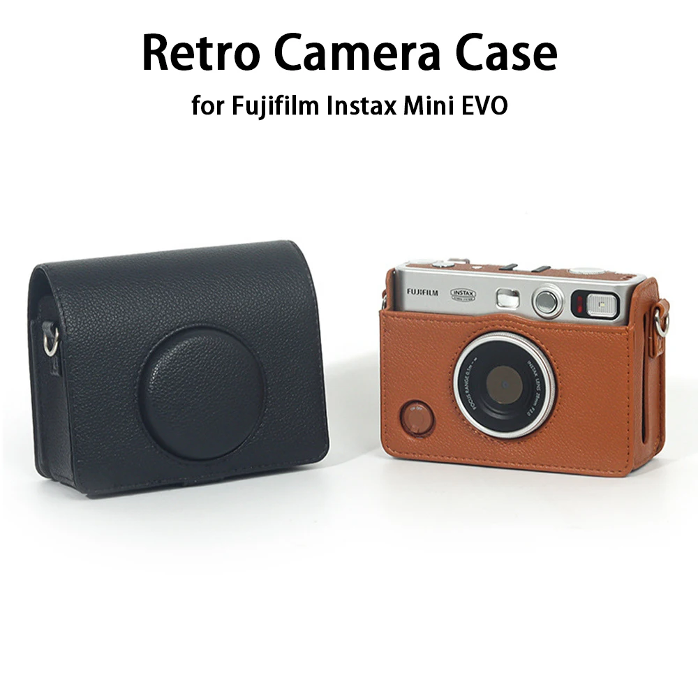 Retro PU Leather Camera Case For Fujifilm Instax Mini EVO Instant Camera Hard Protective Shell Storage Bag Camera Accessories
