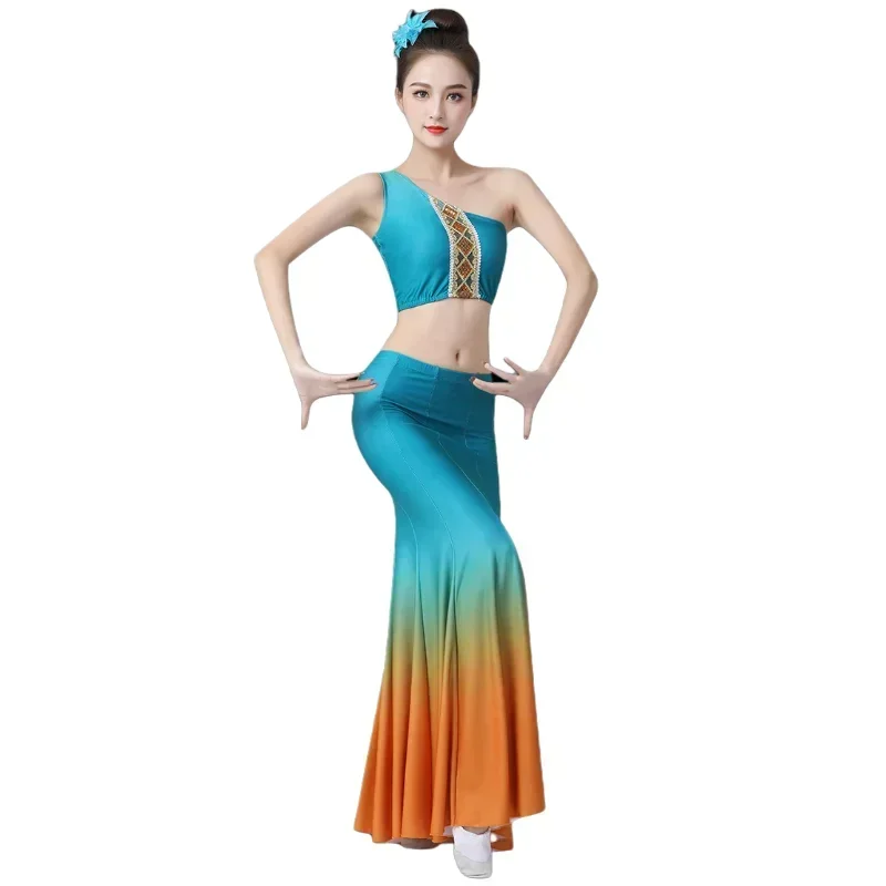 Stroje do tańca pawia Dai, tradycyjne ludowe stroje chińskich mniejszości etnicznych, strój na festiwal tańca pawia, występ sceniczny Hmong