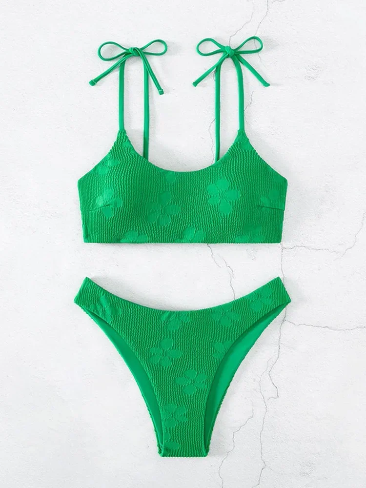 

Sexy Solid Print Bikinis 2 Piece Set Women Split Swimsuit High Waist Laced Up Beach Bikinis 2025 New Summer Swimwear Bikinis Set