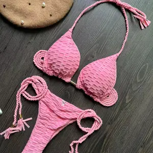 RUOTONGSEPT - مجموعة بيكيني مثير للنساء ملابس السباحة البرازيلية ادفع لأعلى ثونغ ملابس السباحة ملابس الشاطئ Bather ملابس السباحة النسائية 2023 أعلى 5 مبيعات للبيكيني المشاغب - رقم 5