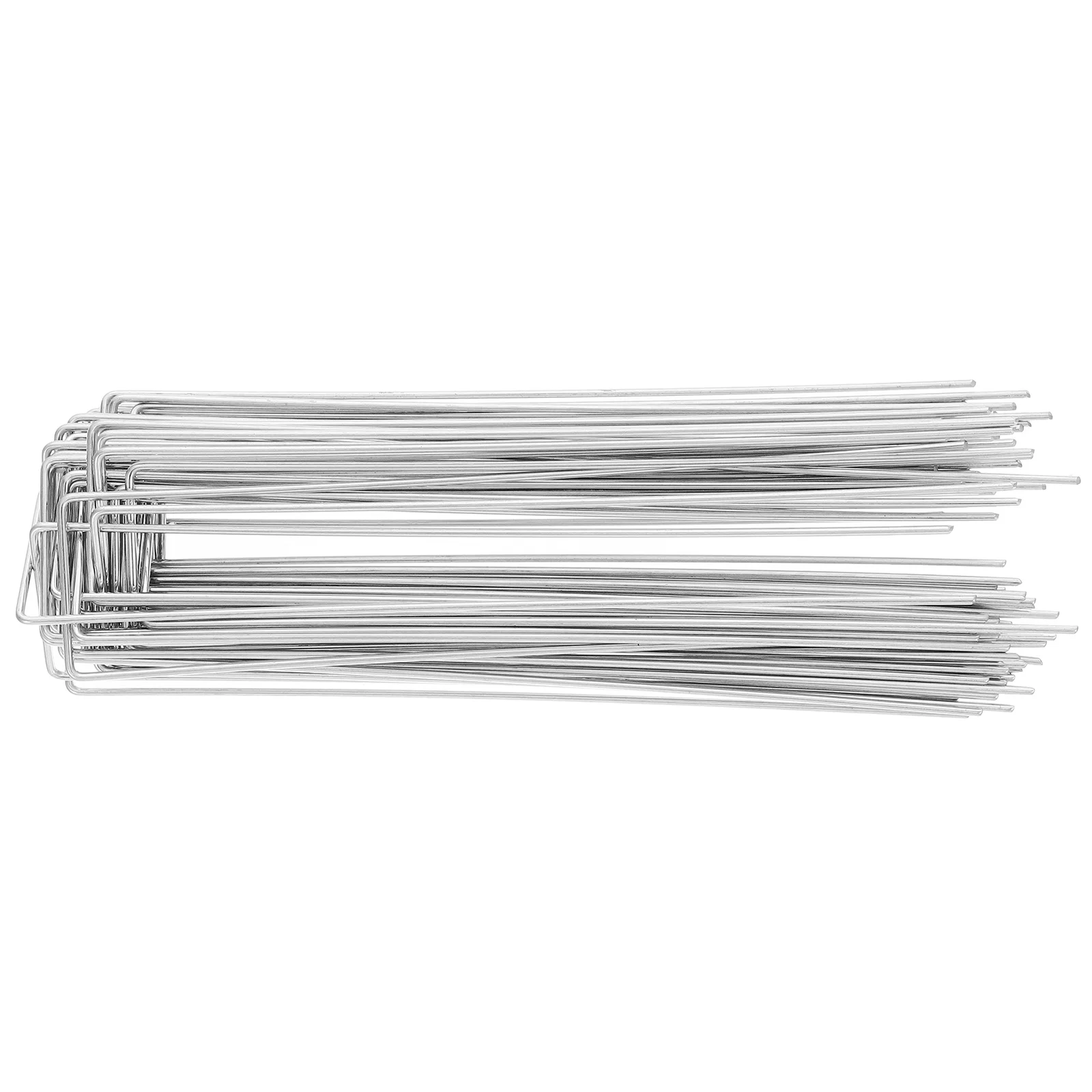 

50Pcs U-Shape Galvanized Metal Ground Pegs 2.5x40x200mm Garden Stakes for Tent Anchoring Lawn Gardening Outdoor Fixing