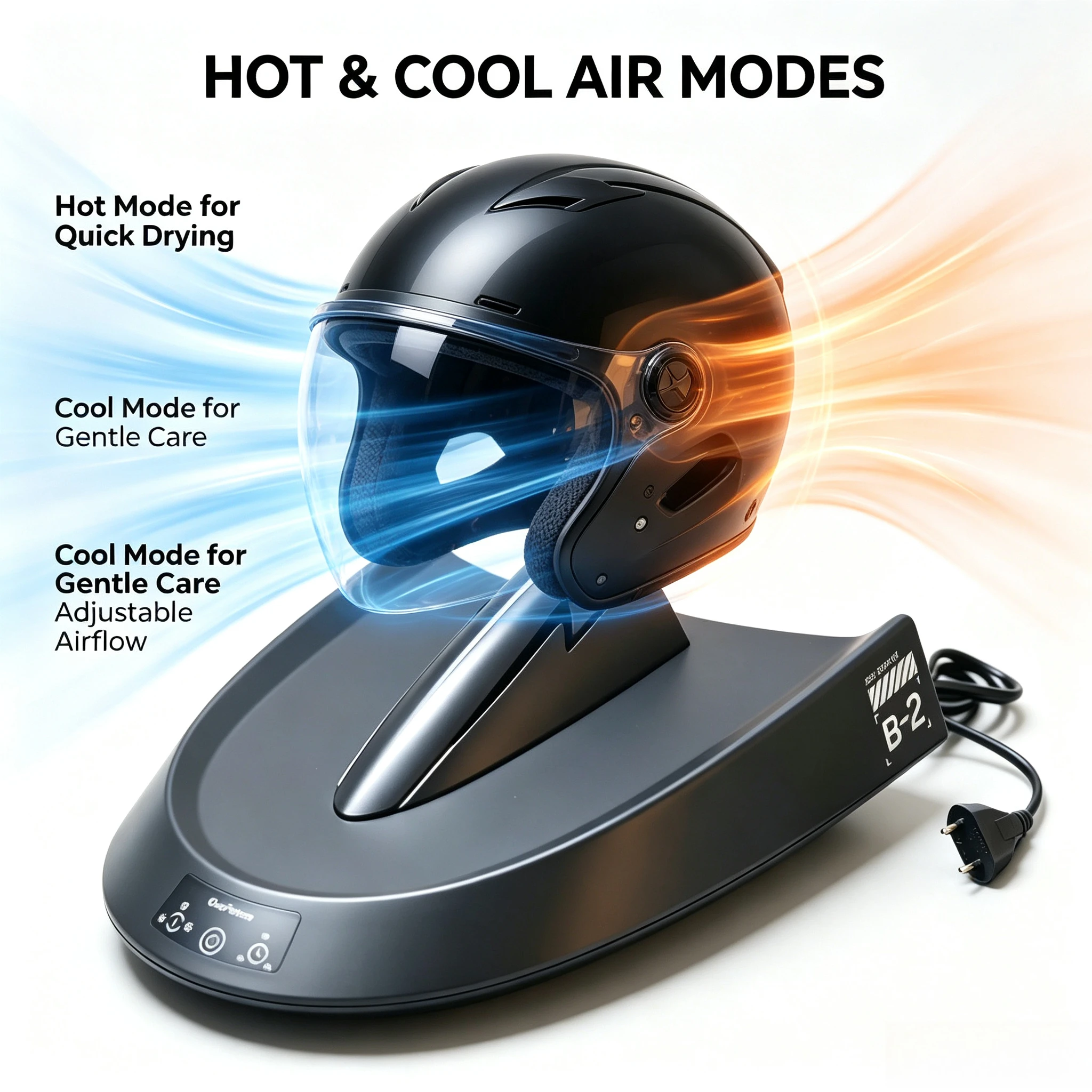 Smart Motorcycle Helmet Dryer Features Sterilization Dust Removal Functions Temperature Control Ambient Lighting
