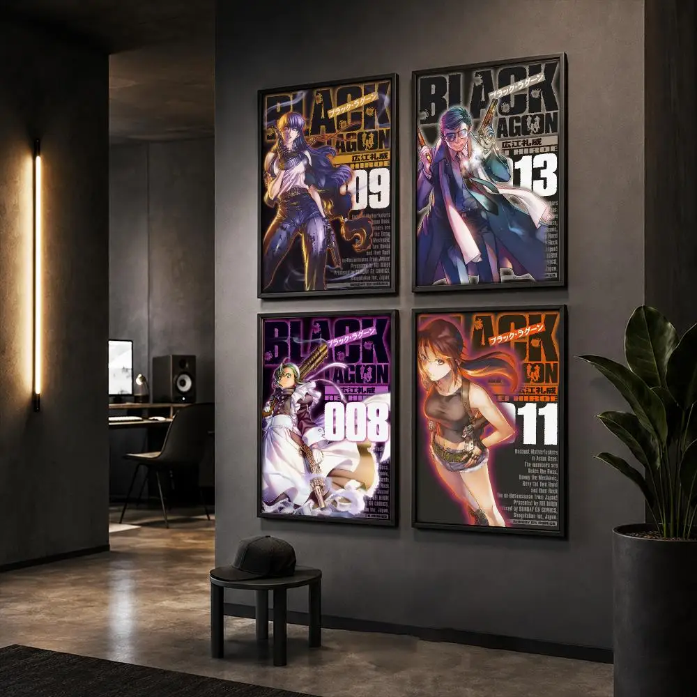 Japanese Anime B-Black Lagoon Poster HD Home Wall Stickers House Hallway Living Room Bedroom Bar Office Decor Art Prints