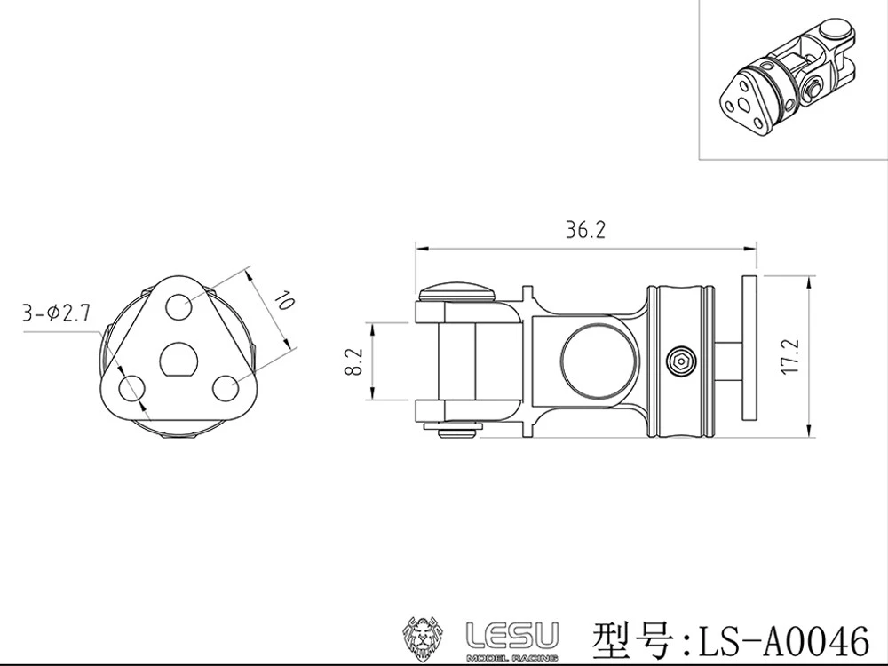 LESU Für 1/14 Baumaschinen Ferngesteuertes Spielzeug DIY Modifizierter Hubarm-Verbinder CVD Universalgelenk LS-A0046 – Detail 1