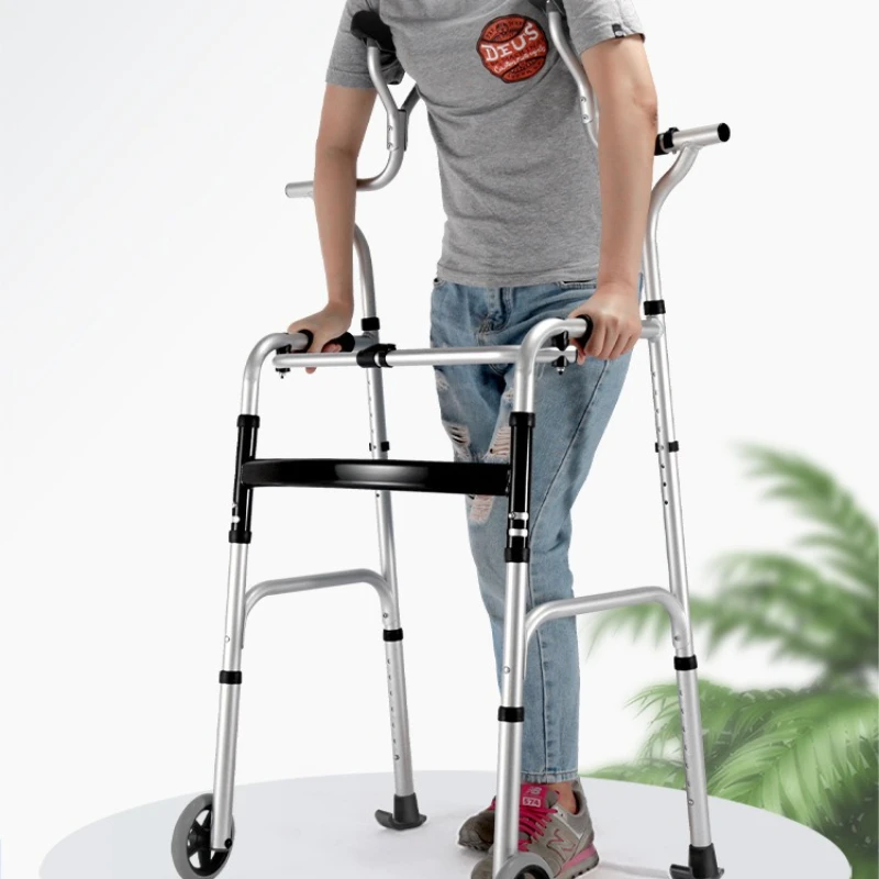 

‌Rollator Walker Wheeled Mobility Aid Anti-Slip Crutch Holder High Support Walking Trainer Elderly Rehabilitation Equipment‌