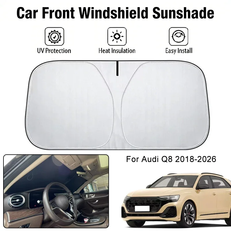 

Foldable Car Windshield Sun Shade UV Block Heat Insulation For Audi Q8 2018-2026 Interior Protection Accessories