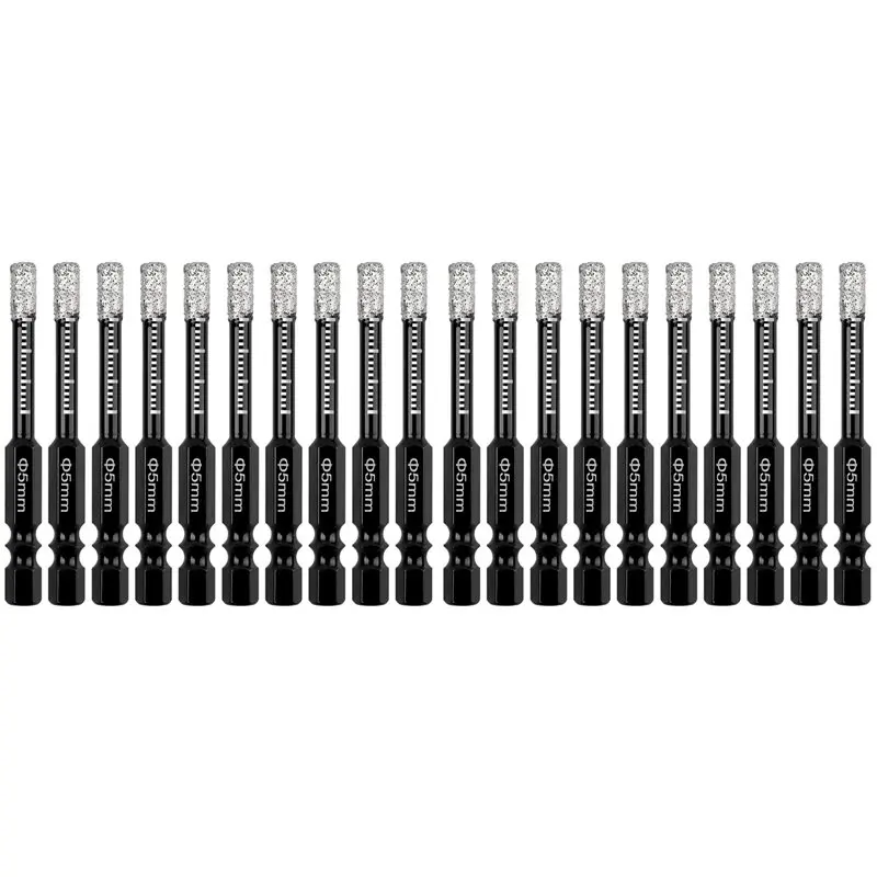 

【HAPPY】20Pcs Dry Diamond Drill Bits Set,3/16In Hex Shanktile Core Drill Bit For Tile Granitemarble Stone Hard Materials