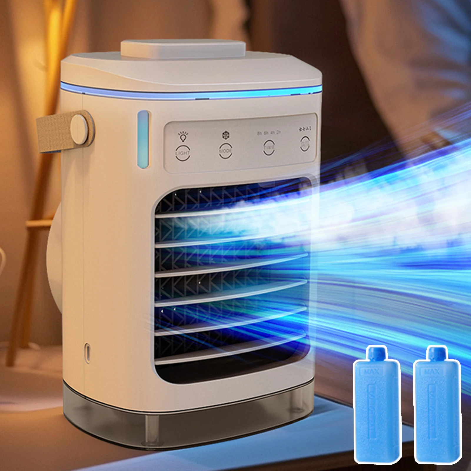 USB Chargeable Air Conditioner Cooler Fan LED Night Light Air Conditioner Air Cooling Fan Office Desktop Water Spray Humidifier