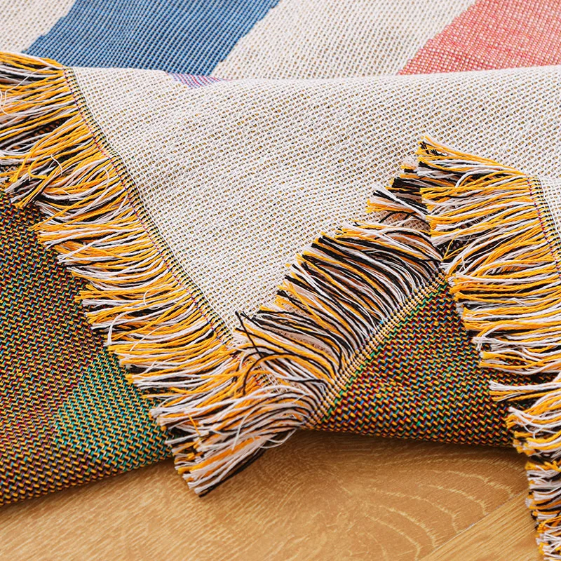 Nordic Knitted Thread Throw Blanket Geometric Towel Tapestry Bedspread Decorative Piano Sofa Dustproof Cover Travel Blankets