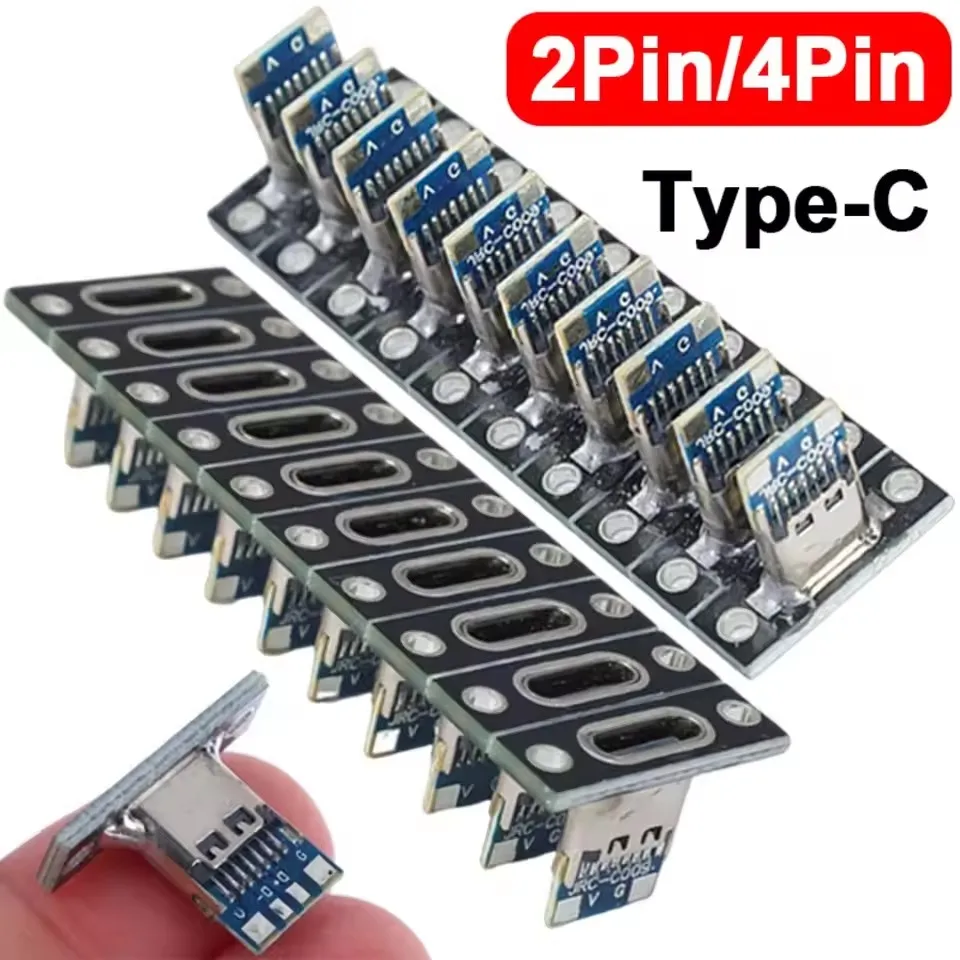 20/5Pcs USB 3.1 Type C Socket with Screw Fixing Plate Type-C USB Jack 3.1 Type-C 2Pin 4Pin Female Connector Jack Charging Port