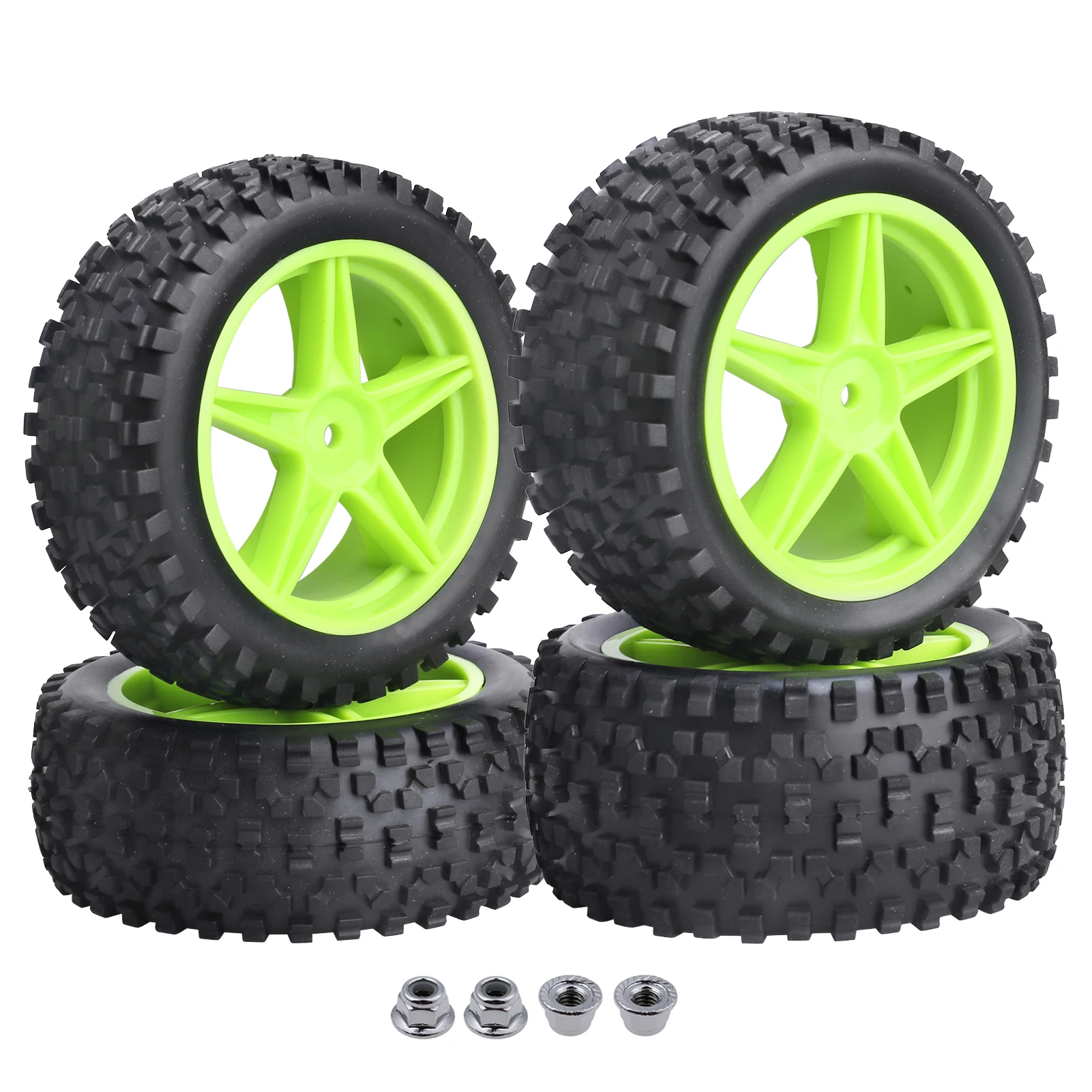 HobbyPark 1/10 RC Off Road Rubber Non-glued Tires for Redcat Shockwave Tornado S30 EPX Backwash Warhead Exceed, Front & Rear