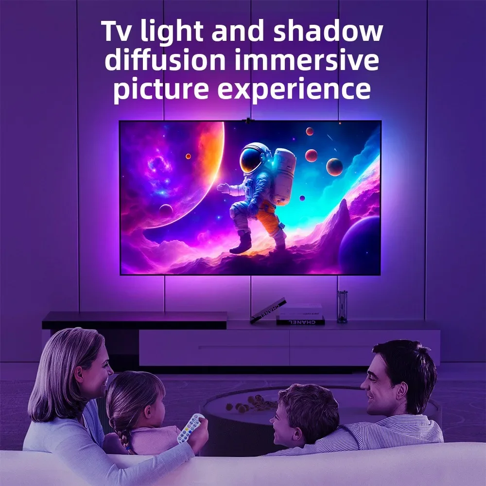 Bluetooth APP sensor captures TV screen, synchronizes intelligent remote control, RGB iridescent LED ambient light strip