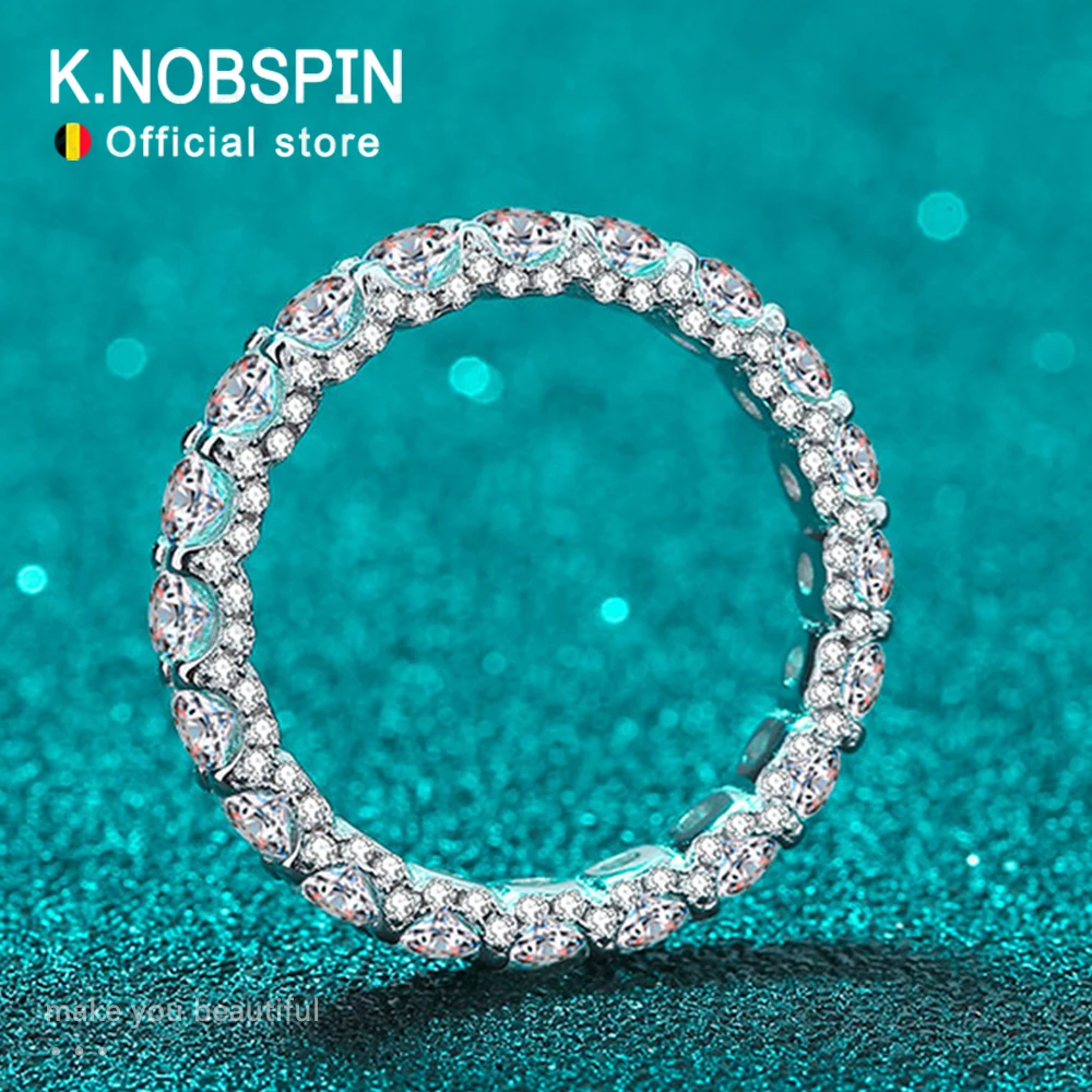 Knobspin 2.5ct D Color Moissanite Ring dla kobiety Biżuteria ślubna z GRA 925 Sterling Sliver Plated 18k White Gold Wedding Band