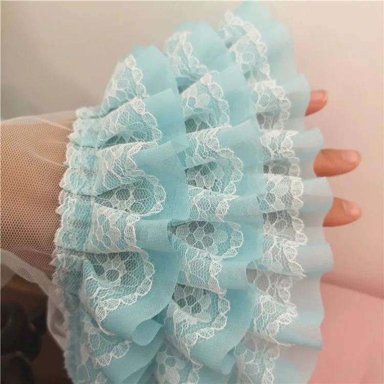 1yard price 11cm wide fairy beauty multi-layer mesh lace chiffon skirt hem cuffs lace accessories skirt fabric