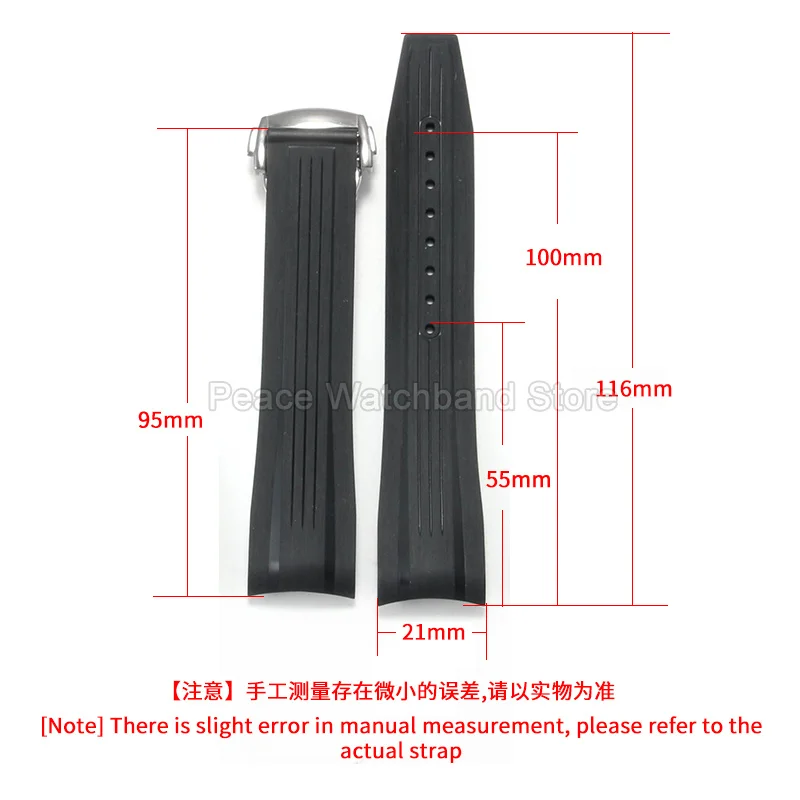Lightweight Breathable Rubber Watchband Curved Interface Seamlessly Connected for Longines Conquest GMT L3.790/L3.890 Watchstrap