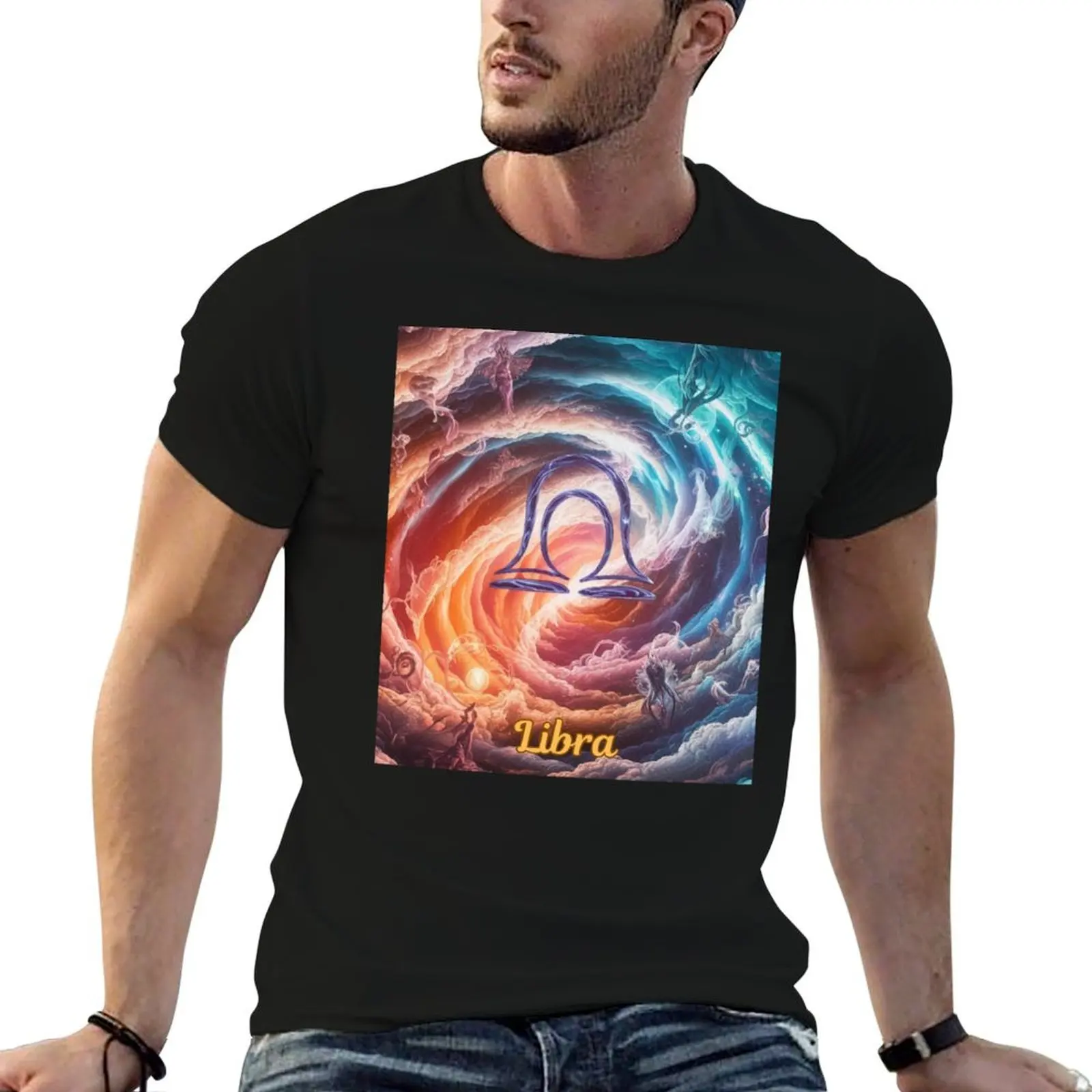 Libra Zodiac T-Shirt Basic Casual Short Sleeve Cotton Shirt