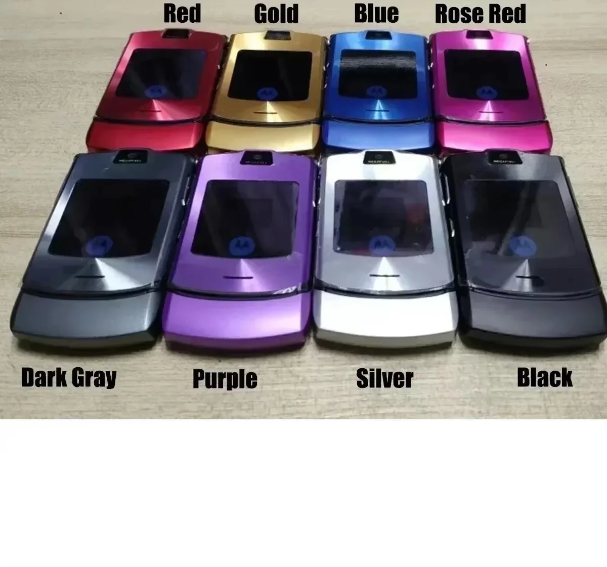 Hot New Style MOTOROLA RAZR V3 Refurbished Hight Quality Unlocked Clamshell Bluetooth Mobile Cell Phone GSM 1.23 MP Camera 850/9