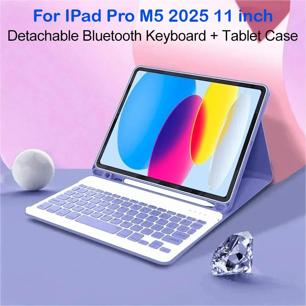 

NEW for Apple IPad M5 Pro Generation 11/13Inch 2025 Case Magnetic Bluetooth Wireless Keyboard Leather Tablet Cover with Pen Slot