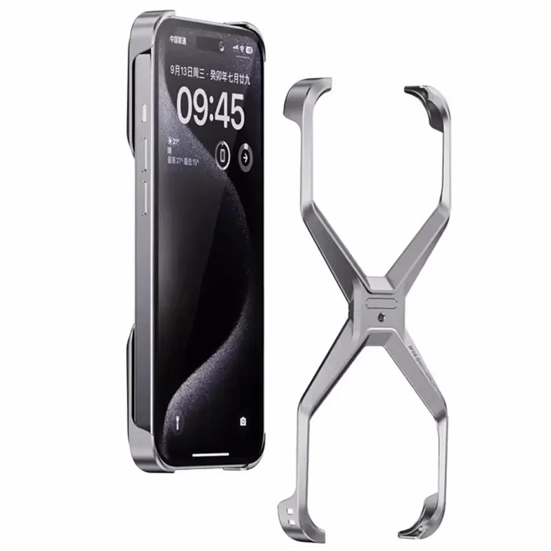 Aluminum Alloy X-shaped Metal Frame  Phone Case for IPhone 16 15 Pro Max 14 13 Military Grade Drop Protection Cover